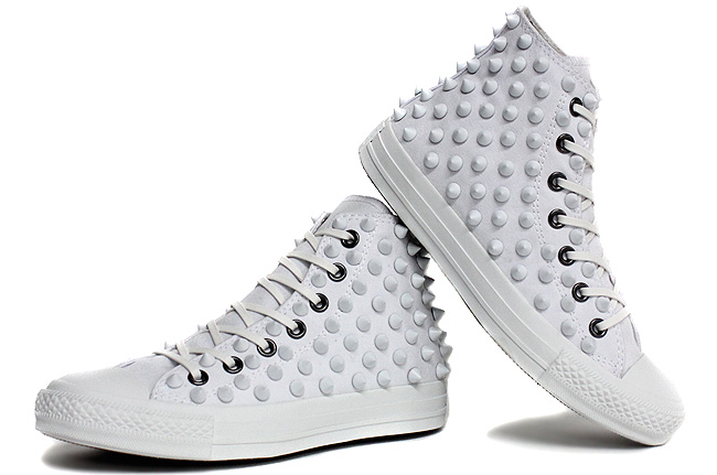 white studded converse high tops